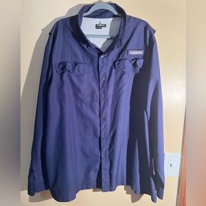 Men’s Habit Navy Long Sleeve Button Up Fishing Shirt Size 2XL